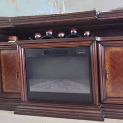 TV Stand Cabinet And Electric Fire Place Console With Remote Control 