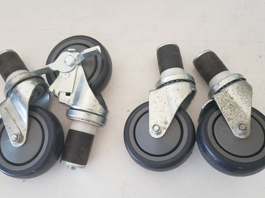 GRIDMANN 4 inch Caster Wheel Set for Commercial Kitchen Prep Tables, 2 Wheels with Brakes, 2 without Brakes