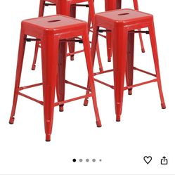 Red Metal Barstools 