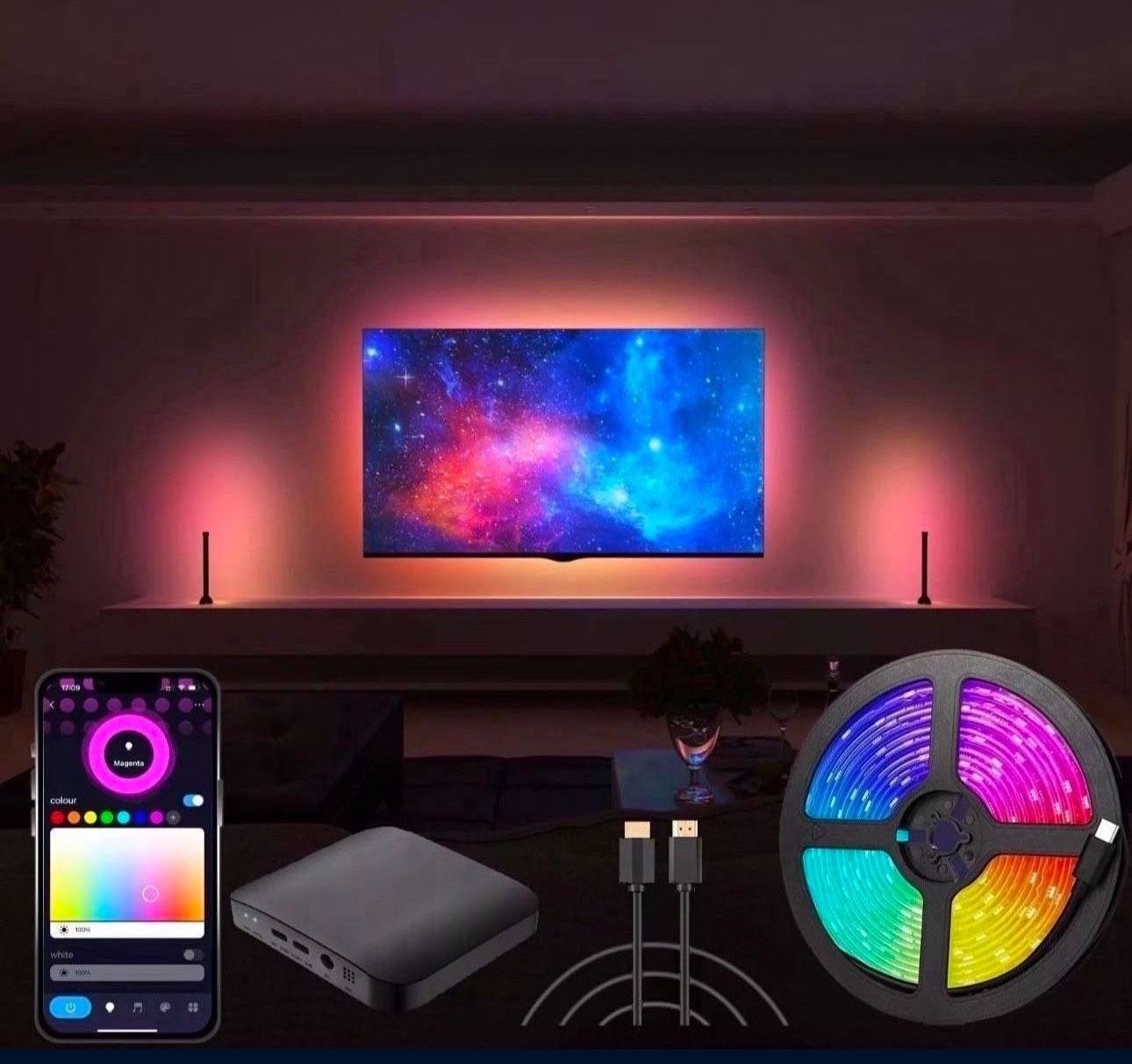 TV Immersion LED Backlight 12.5ft for TV 55-65in Sync Box for Music, Game, Movie