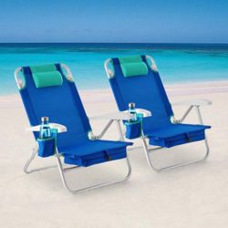 2 Redining & Lay Flat Backpack Beach Chair $30 Each