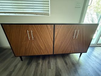 Modern Walnut Sideboard Cabinet