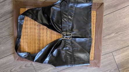 Faux Leather Halter Top With Buckle In Front Black Size S