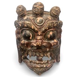 Vintage Large Mahakala  Wooden Wall Hanging  Mask,  Decor