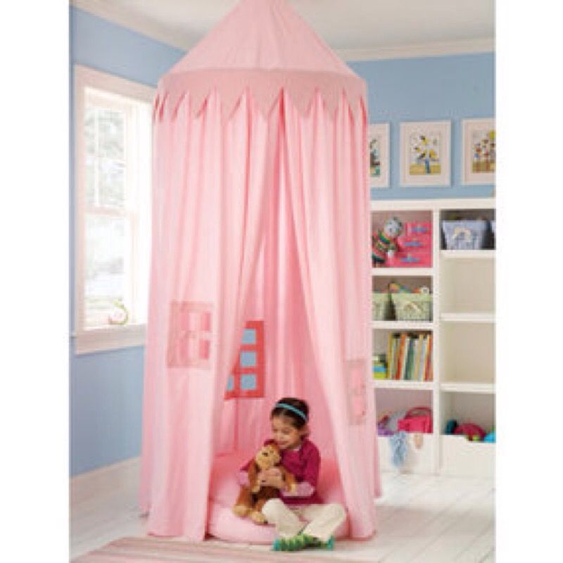 Land Of Nod Pink Gingham Play Canopy with Cushion cover