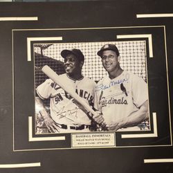 Willie Mays & Stan Musial Dual Signed Framed Photo - Baseball Immortals HOF Legends!