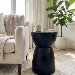 Modern Black Hourglass Side Table / End Table