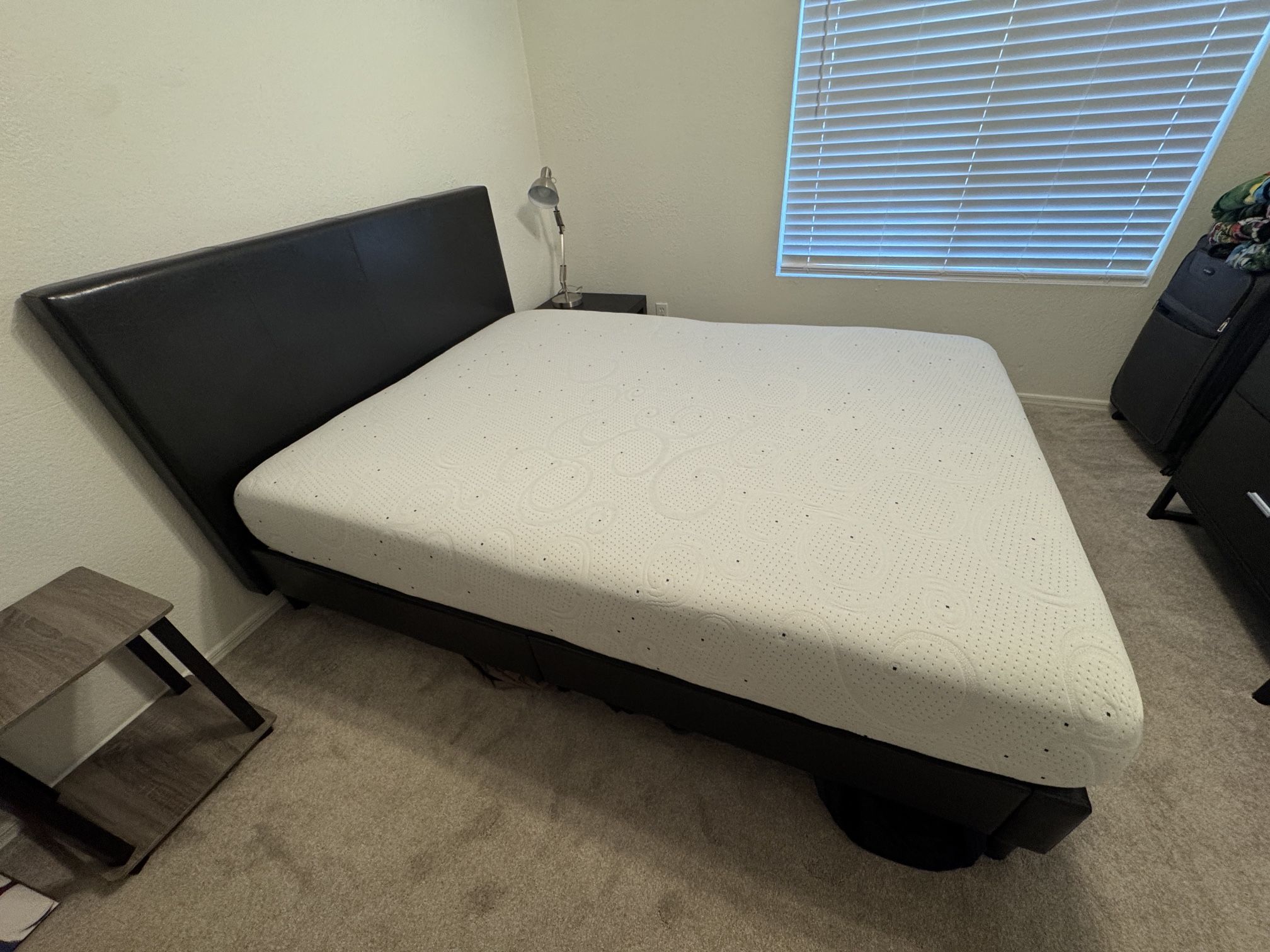 Queen bed frame and mattress