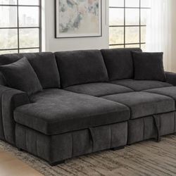 Sleeper sectional sofa pull out bed storage couch new