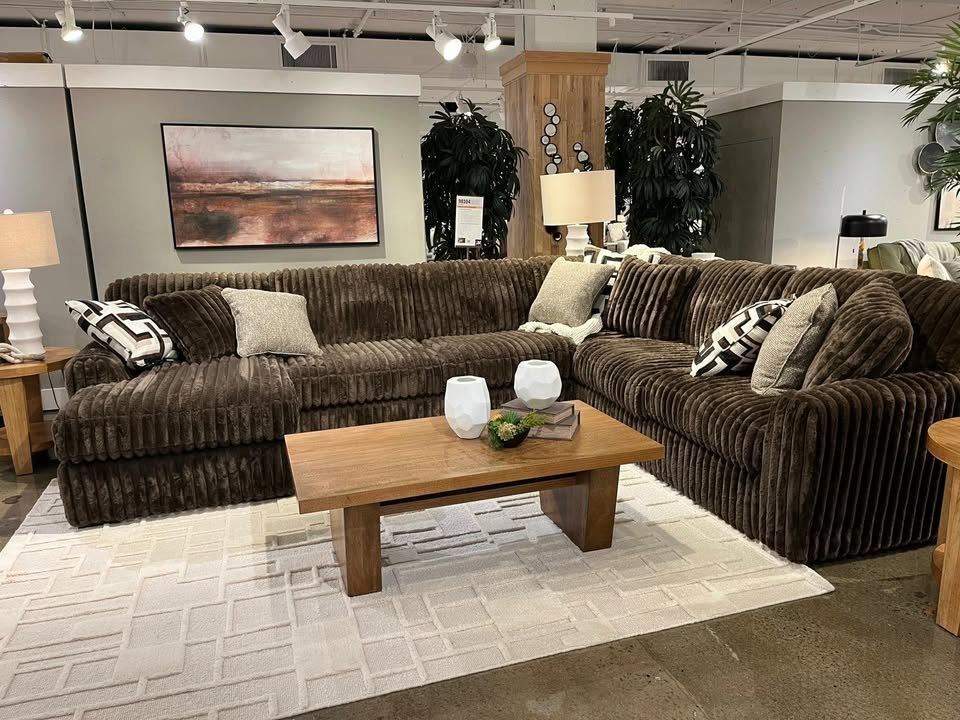 luxuriously soft jumbo corduroy 2 Pc Sectional sofa w/Large Chaise