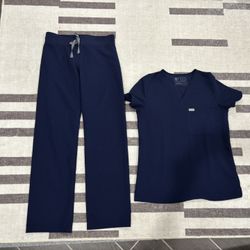 XS FIGS navy blue scrub set