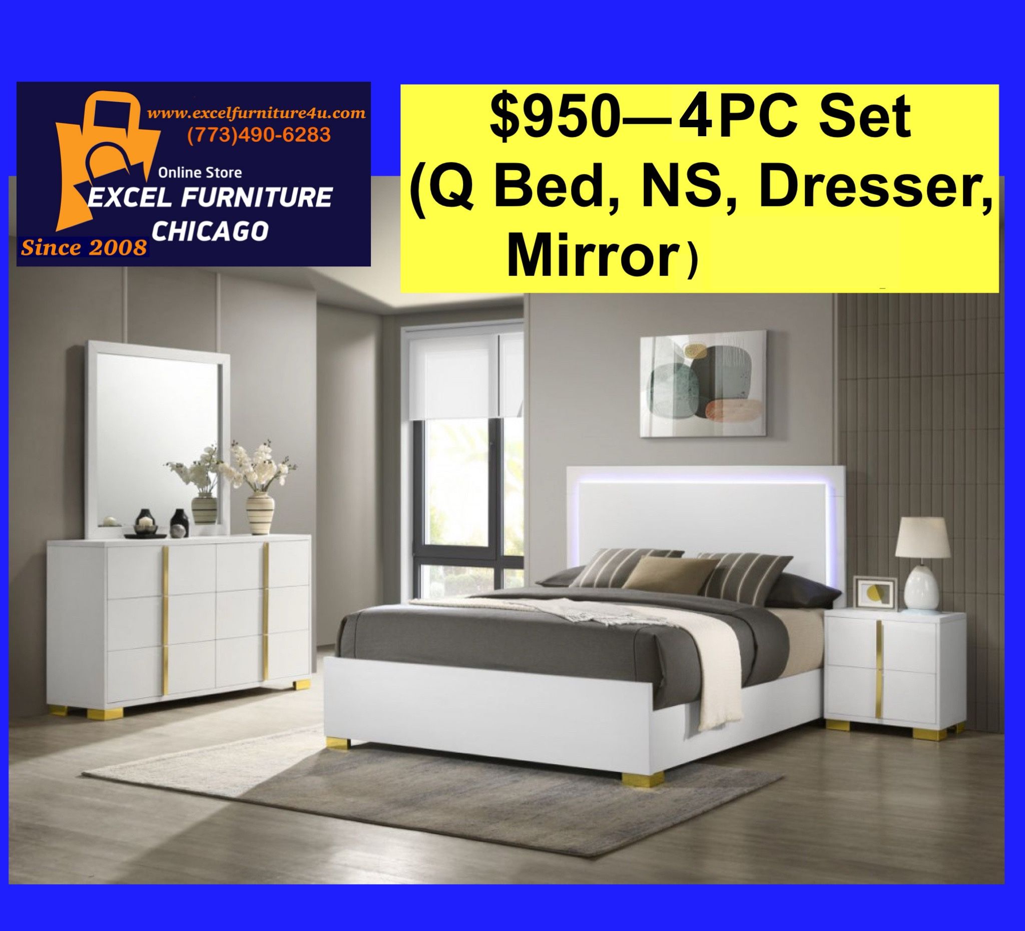 💥 FREE DELIVERY💥Brand new 4PC Queen Size Bedroom Set.