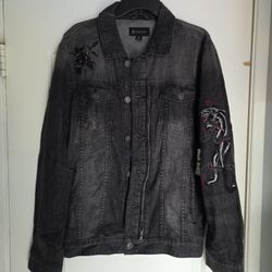 Men's Denim Jacket Trucker Panther Large