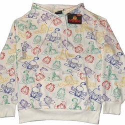 Garfield White Pullover Hoodie Sweatshirt Adult M & L New All Over Print