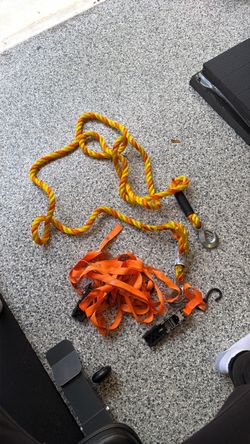 14ft braided tow rope hooks & TWO ratchet tie down straps