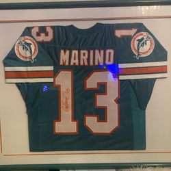 NFL Football Dan Marino Autographed Authentic Jersey Framed And Matted
