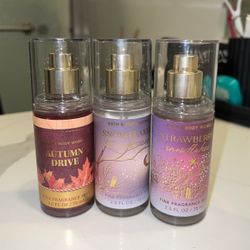 Bath & Body Works Mini Fragrances, Autumn Drive, Snowflakes & Cashmere, strawberry snowflakes