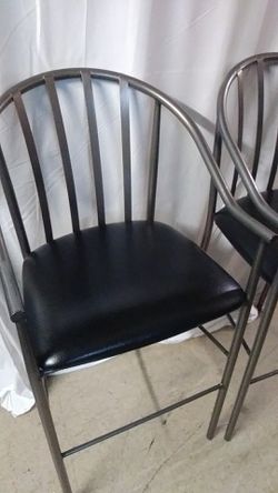 Two. Bar. Stools black leather
