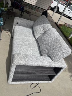 Gray Fabric Sofa with Built-In USB Charging Ports