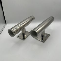 2-Pack Flat Mount Fishing Rod Holder, Stainless Steel, 6894