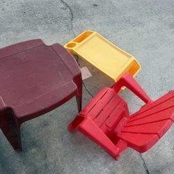 Small Plastic Table, Chair And Tray $8 