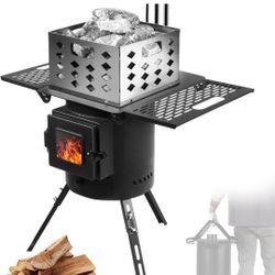 Multifunctional Enamel Wood Burning Stove ，Portable Wood Stove - Tent Heaters for Camping,Cooking, Ice Fishing, RV Travel, Sauna | High-Temperature En