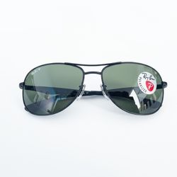 RAY-BAN RB3519 006/9A MATTE BLACK W/ GREEN POLARIZED AVIATOR SUNGLASSES NEW