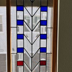 stained glass panel Geometric Design 12/26 Inches