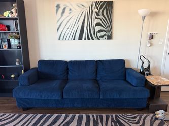 Deep Navy Blue Corduroy Couch