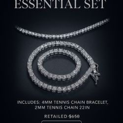 Moissanite tennis chain and bracelet combo 
