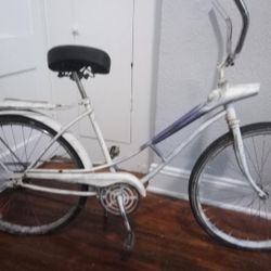 Old School Bike White And Purple 