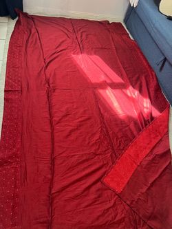 Dark Maroon Large tablecloth with gold embroidered specks 60x 104”