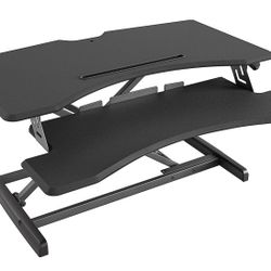 FEZIBO Height Adjustable, Desk Converter Stand up Riser Tabletop Workstation fits Dual Monitor 37 inches Black