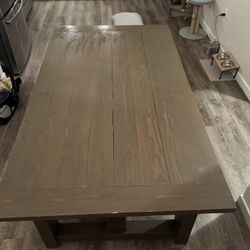 Solid Custom Dark Wood Wooden Table With Bench 