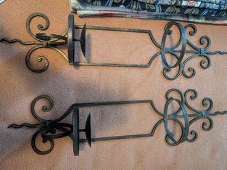 Wrought Iron Wall Candle Sconces – Set of 2