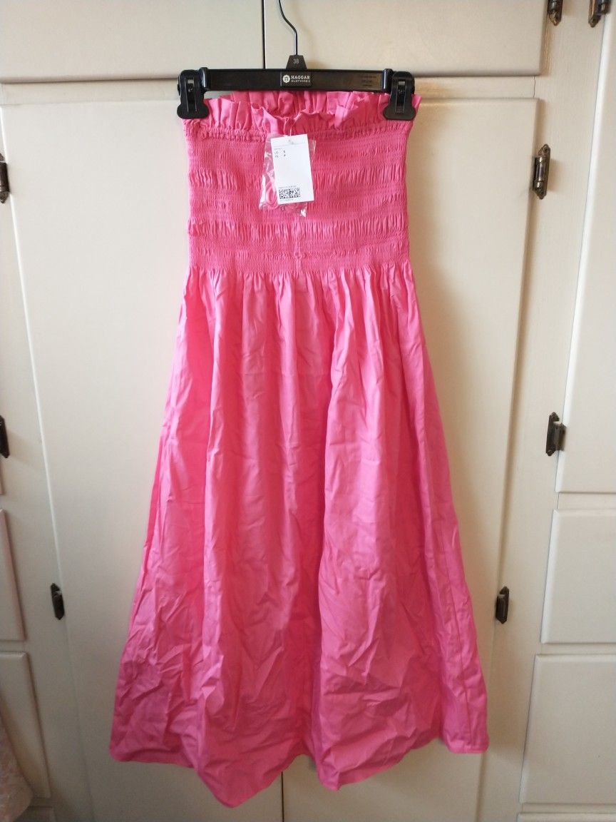 New Pink Sundress, Cotton, Size Small