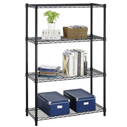Black metal wire rack 36” x 16” x 56”