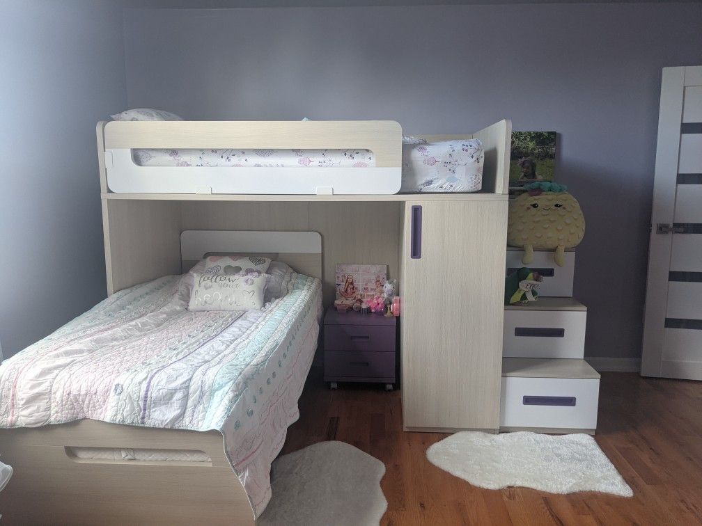 European-Style Bunk Bed with Storage