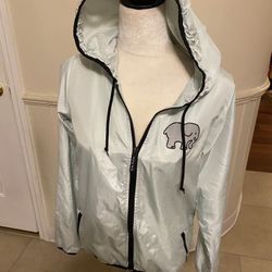Woman’s Ivory Ella Nylon Zippered Jacket With Drawstring Hood Size X-Small 