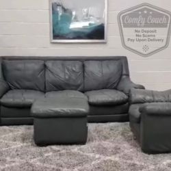 💎 Nicoletti Italian Leather Sofa Set w/ ottoman (Delivery Available!! )