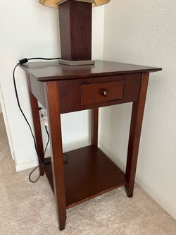 Two Wood Nightstand with Drawer and Shelf $15