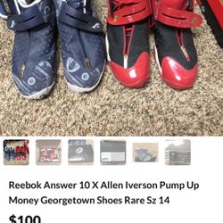 Reebok Answer 10 X Allen Iverson Pump Up Money Georgetown Shoes Rare Sz 14