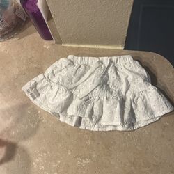 Baby Girl White Eyelet Design Skirt Size 12 Months attached bloomers Carters