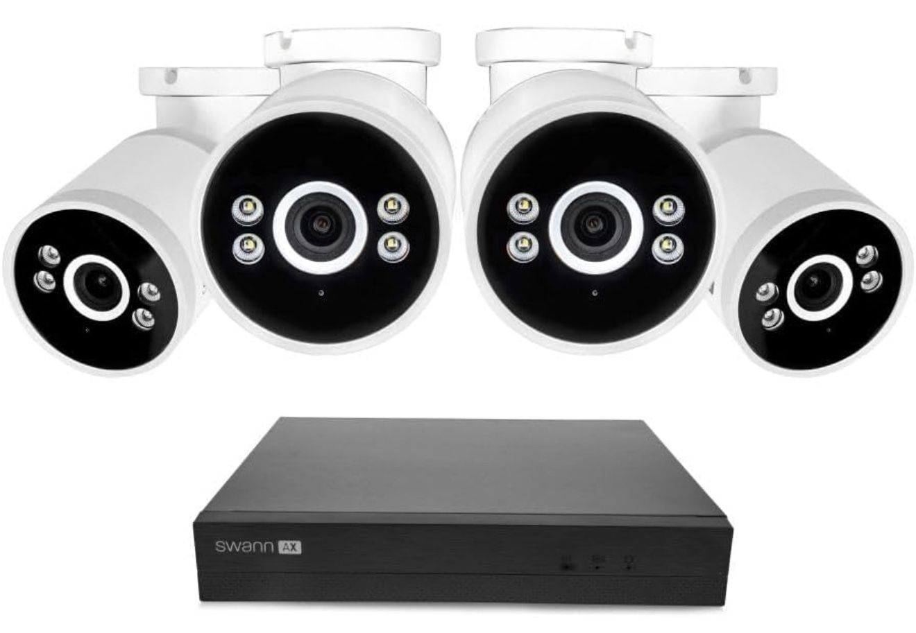 Swann AdvancedXâ„¢ Wired NVR 4K Security Camera System, 8 Channels, 4 PoE Cameras Outdoor, 1TB HDD Sto