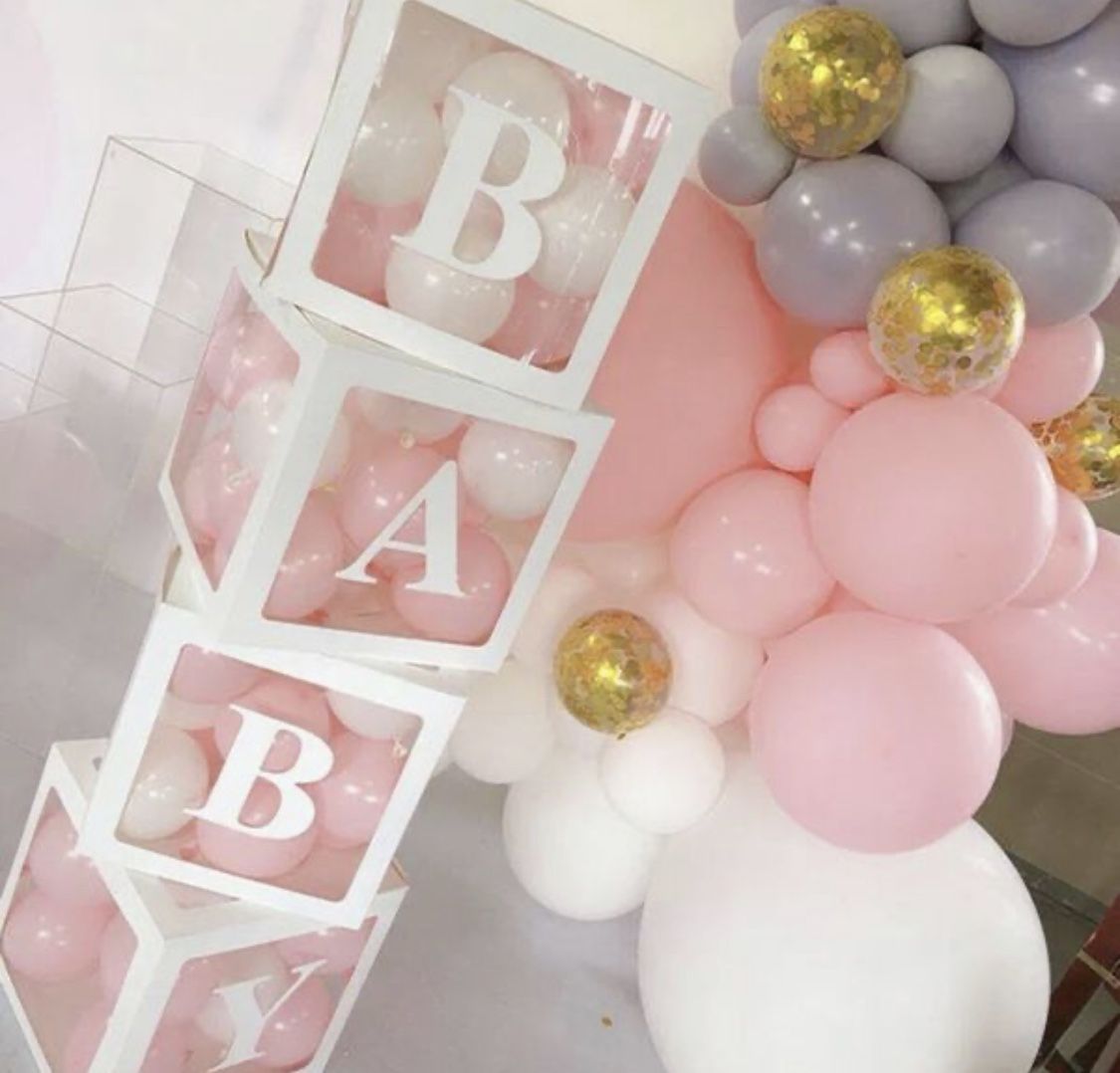 4 PCS Baby shower Decorations box set of baby white $25