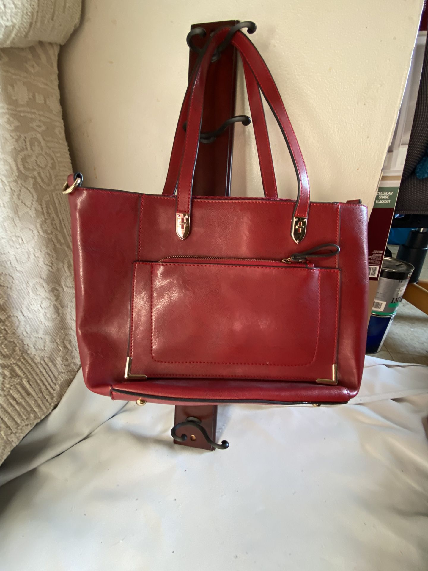 Women Large Beautiful Red Leather Shoulder Bag