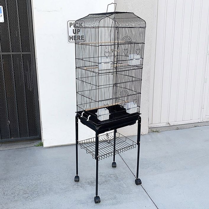 (Brand New) $60 Bird Cage 60” Tall Standing Parrot Parakeet with Rolling Stand 18x14x60 Inches