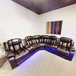 3 Piece Reclining Leather Sectional 
