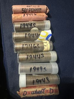 9- 1940s Wheat Penny Rolls 