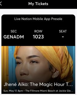 Jhené Aiko Concert Tickets (Miami) (2)